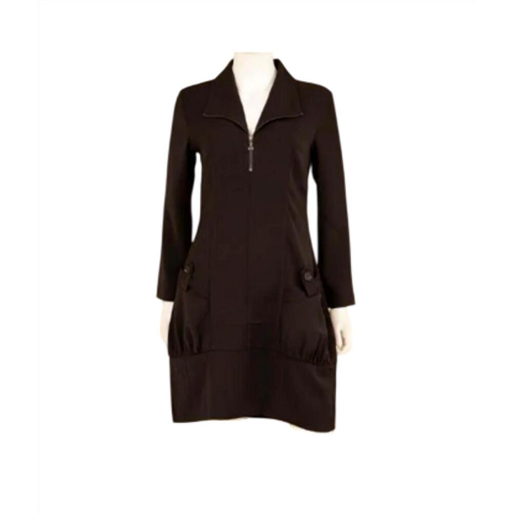 NEW SAMUEL DONG women's long sleeve coat dress in black